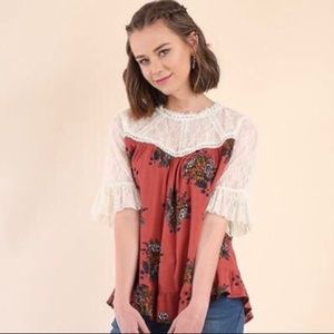 3/4 Sleeve Blouse with Lace detail